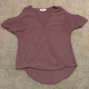 Mauve cold shoulder blouse